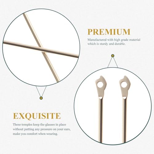 Glasses Repair Kit 1 Pair Metal Glasses Replacement Temple, Eyeglass Arms Legs Universal Sunglasses Repair Diy Temples Kit with Screws Golden Glasses Arm Replacement