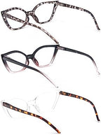 DXYXYO Cat Eye Reading Glasses for Women 3 Pack Anti Blue Light Computer Readers Stylish Retro with Spring Hinge