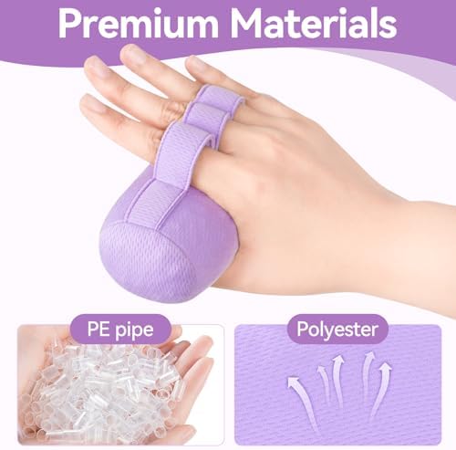 Purple Palm Protectors & Finger Grips – Hand Contracture Cushions, Finger Splitters & Grip Strengthener Pad for Elderly, Stress Relief, Sweat Resistant & Washable, 2 Pcs, Small Size 5CM