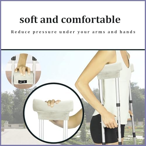 SPRING SEAON Underarm Crutch Pads, Velvet Padded Crutches Covers Non Slip Padding Cushion Crutch Accessories (cream)
