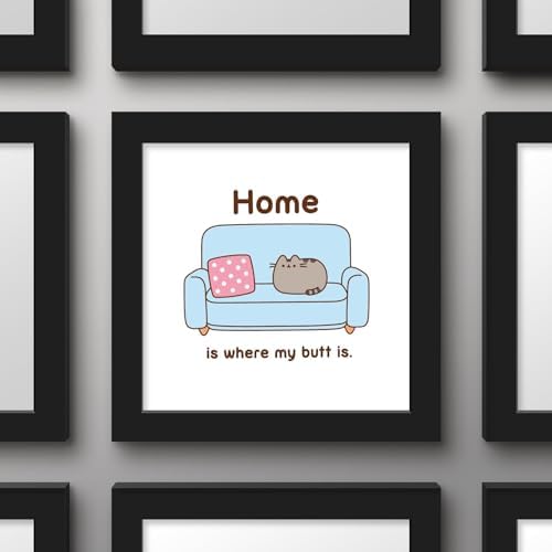 Trends International Gallery Pops Pusheen - Home Is Where My Butt Is Wall Art Wall Poster, 12.00" x 12.00", Black Frame Version