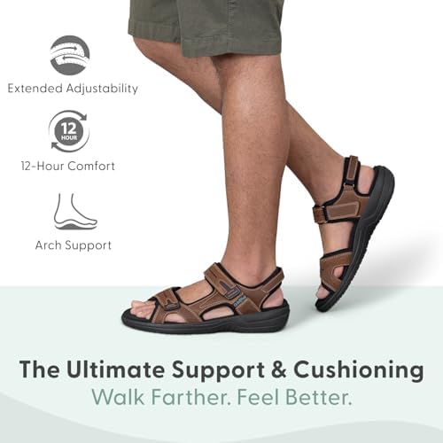 Orthofeet Men's Orthopedic Gemini Adjustable Leather Sandal