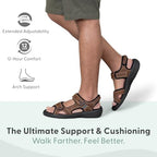 Orthofeet Men's Orthopedic Gemini Adjustable Leather Sandal