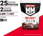 Muscle Milk 100% Whey Protein Powder, Vanilla, 5 Pound, 68 Servings, 25g Protein, 2g Sugar, Low in Fat, NSF Certified for Sport, Energizing Snack, Workout Recovery, Packaging May Vary