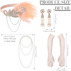 Zhanmai 6 Pcs Flapper Dress Flapper Costumes for Women 1920s Accessories Set Headband Pearl Necklace Earrings Gloves Stick