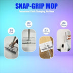 KZKR Upgrade Push Clamp Mop Kit - 2-in-1 Full Size Press Grip Lazy Sweeper Mop with Convenient Cloth Changing, Compatible with Swiffer Pads, Hardwood Tile Marble Floor Cleaning, 52in with10 Dry Cloths