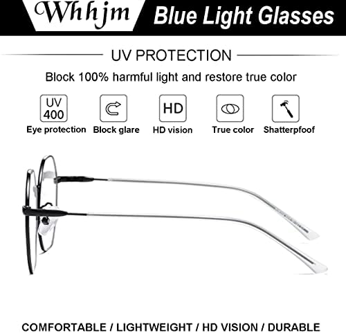 Polygon Blue Light Blocking Glasses for Women Men Retro Octagon Square Non-prescription Metal Frame Eyeglasses