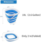 2 Pack Collapsible Buckets 10L 2.6 Gallon Cleaning Bucket Mop Bucket Folding Foldable Portable Small Plastic Water Supplies for Outdoor Garden Camping Fishing Car Wash Space Saving Square Grey Blue