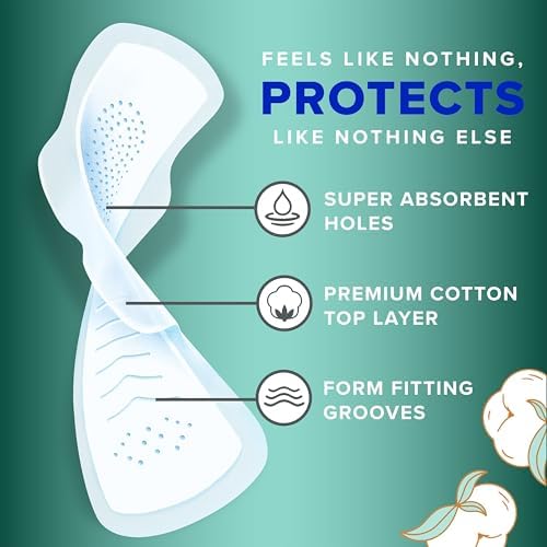 Always Pure Cotton Feminine Pads for Women, FlexFoam Pads with Wings, Size 5, Extra Heavy Overnight Absorbency, Unscented, 54 Count (3 Packs of 18)