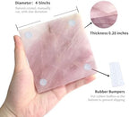 Rose Quartz Decor Coaster 4-5", Natural Pink Crystal Coasters Set of 4 Square Stone Coaster