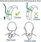 Hearing aid Clips otoclip to Prevent Loss for Children Adults, Anti-Lost Hearing aid Lanyard Protector BTE Clip Holder Rope with Silicone Loops and PU Carry case (Strawberry, Two Ear)