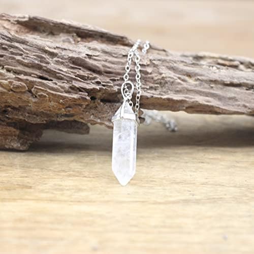 Natural Stone Pendants Necklaces Crystal Quartz Fluorite Pendulum,White Crystal