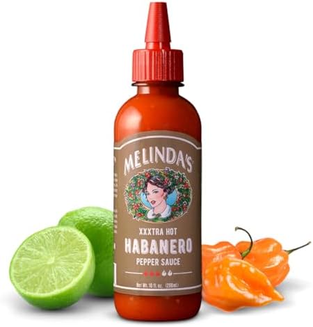 Melinda’s Original Habanero XXXtra Hot Sauce - Gourmet Spicy Habanero Hot Sauce - Made with Fresh Peppers, Carrots, Onion, Vinegar & Garlic - Keto, Vegan, Gluten Free - 10oz Squeeze, 1 Pack