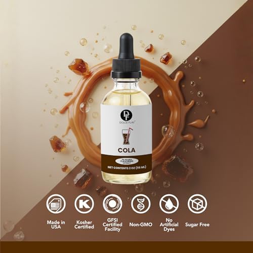 Dolce Flav Natural Cola Extract - 2 Ounce Oil-Soluble Multipurpose Flavoring Ideal for Candy Making, Baking, Lip Balm, and Ice Cream - Perfect Kitchen Gift for Holidays