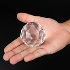 60mm Clear Crystal Ball, Faceted Sphere, Transparent Quartz Divination Tool, Decorative Accent for Home Office Meditation, Feng Shui Decor, Meditation Room, Crystal Therapy Tool