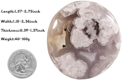 mookaitedecor Polished Cherry Blossom Agate Worry Stone Pocket Palm Stones Crystal Healing Gemstone Home Decor, Irregular Shape,1.5-2.75 Inch