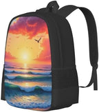 Unisex Backpack A Painting Of Sunset Over The Oce Birds Flying In The Sky Outdoor Adventures Camping & Hiking Trips 17 Inch