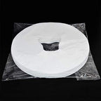 100Pcs Disposable Face Cradle Covers White Breathing Non-Woven Massage Face Headrest Covers Sheet for Massage Tables and Massage Chairs for Beauty Salon Spa or Home Use