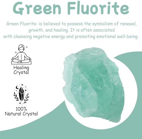 QINJIEJIE 2PCS Green Fluorite 1.8-2.2'' Natural Rough Crystal Rocks Bulk Large Crystal Stones for Tumbling Cabbing Polishing Fountain Rocks DIY Decoration Handmade Gifts