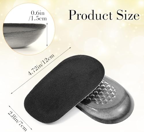 Yuanchu 2 Pairs 1/2 Inch Silicone Heel Lifts for Shock Absorption, Heel Pads Cushions Height Increasing Insoles Soft Shoe Lifts for Women Men Comfort Half Foot Insoles for Uneven Legs Heel Pain