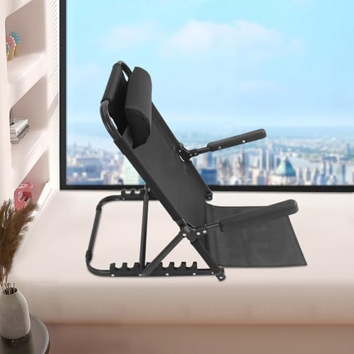 Adjustable Bed Backrest with Armrest - 8 Angle Positions, Heavy Duty 330lbs, Portable Foldable Design, Steel Frame & Oxford Fabric for Reading, Watching TV, Elderly (Black)