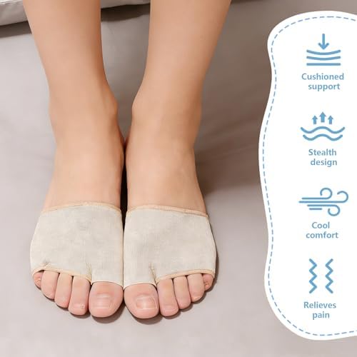Metatarsal Pads for Men and Women - 2 Pairs Gel Pads with Fabric Sleeves for Ball of Foot Pain Relief, Morton's Neuroma, Metatarsalgia, Sesamoiditis Support