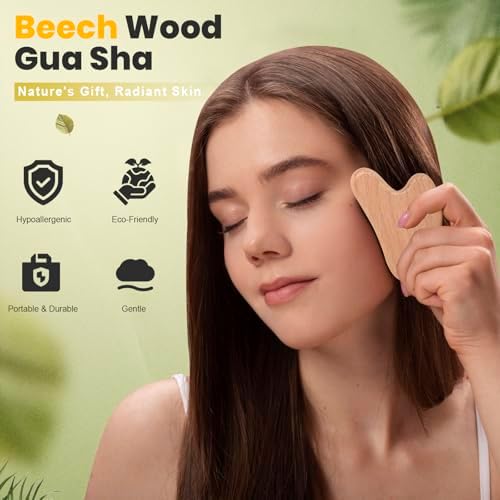 Wood Body Gua Sha Massage Tool, Lymphatic Drainage Tool, Body Sculpting Anti-Cellulite Tools, Guasha Tool for Face，Back, Legs, Women's Body Shaping Tools