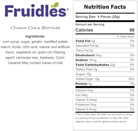 Fruidles Soda Bottles Gummi Cola Candy, Delicious Multicolor Fruit Flavors, Party Candy (Half-Pound)