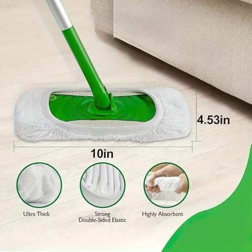4 Pack Reusable Microfiber Mop Pads Compatible,Washable Mops Pads for Hardwood Floor Cleaning (Mop is Not Included)