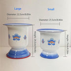 Enamel Spittoon Chamber Pots for Women and Men with Lid Urinal Bucket Toilet Bed Pans Handheld Portable Household(Blue a,Large)