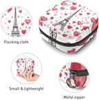 Eiffel Tower Love Heart Sanitary Napkin Storage Bag, Tampons Collect Holder Purse, First Period Kit for Girls Women, Pad Bag for Period for School