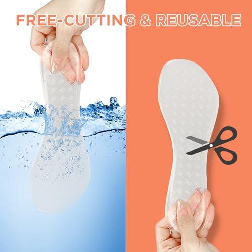 3/4 High Heel Cushion Inserts for Women, 2 Pairs Self-Adhesive Gel Shoe Inserts, Invisible Sandal Insoles for Relieving Foot Pain and Fatigue (Transparent, Small : Women's 5-8)