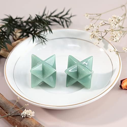 Natural Green Aventurine Merkaba Crystal Protection Sacred Meditation Energy Generator Healing Chakra Six-Pointed Star 1 Inch
