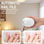 2Pcs Electric Automatic Nail Clipper for Seniors,Universal Automatic Fingernail Grinder,with LED Light & 3 Speeds, Silent Portable 3 in 1 Rechargeable Nail Trimmer for Whole Family & Travel Nail Care