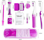 Wenge Portable Orthodontic Oral Care Kit - 2Pack - Travel Kit for Patients, Interdental Brushing Wax Floss Toothbrush Cleaning(Purple & Orange)