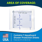 TIDI 50011-PKG AquaGuard Sheet – 10” x 12” – (Area of Coverage: 8.5” x 9.75”) – Shower Protection Sheet – Self-Adhesive Moisture Barrier – Wound Cover for Showering – 7 Sheets – Home Medical Supplies