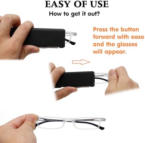 Ultra thin Folding Reading Glasses for Women Men Compact TR90 Blue Light Blocking Readers with Portable Slim Flat case
