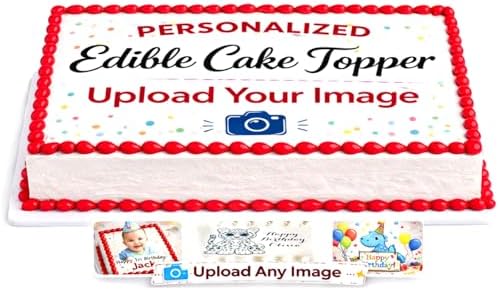 Custom Edible Cake topper image Create and personalize your own Logo or photo 16" x 10" (1/2 sheet)