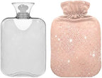 Rose Gold Hot Water Bottle with Velvet Cover Hot Water Bag for Menstrual Cramps Small
