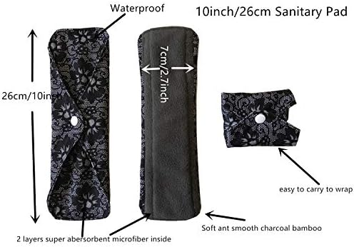 MUMBABY 16 Pieces 10 inch Regular Charcoal Bamboo Mama Cloth/Menstrual Pads/Reusable Sanitary Pads