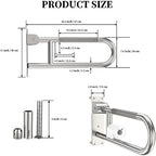 Toilet Grab Bar 22.4 Inch, YuanDe Brushed Nickel Anti-Slip Support Rail, U Shaped Flip-Up Grab Bar with Paper Holder, Stainless Steel Knurled Handicap Safety Handrails for Disabled Elderly Pregnant