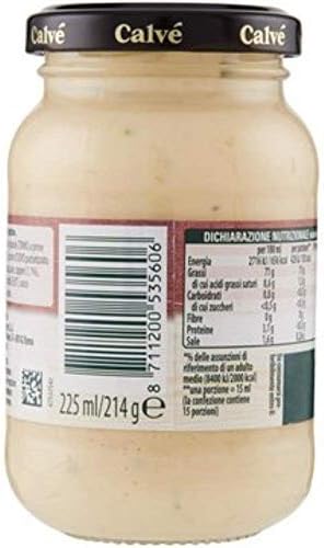 Calvè Tuna Gluten Free Italian Mayonnaise 225ml Glass (Pack of 3)