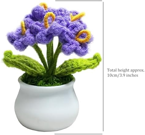 Handwoven Purple Small Peach DIY Potted Plant, 3.9 inches (1 Piece) Suitable for Home Bedroom Decoration