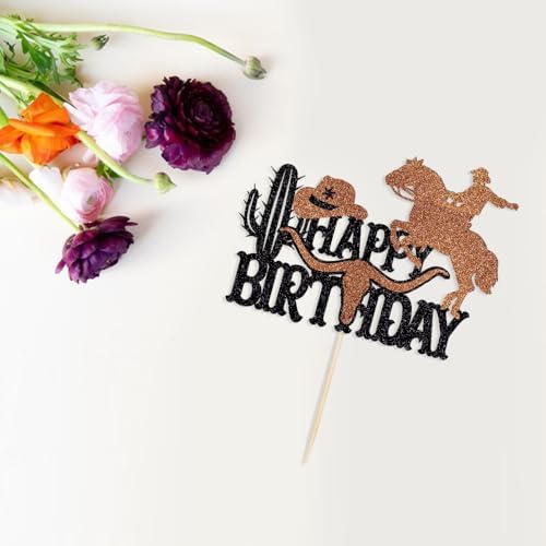 Cowboy Happy Birthday Cake Topper shiny cowboy happy birthday cake topper for boys girls themed birthday decorations