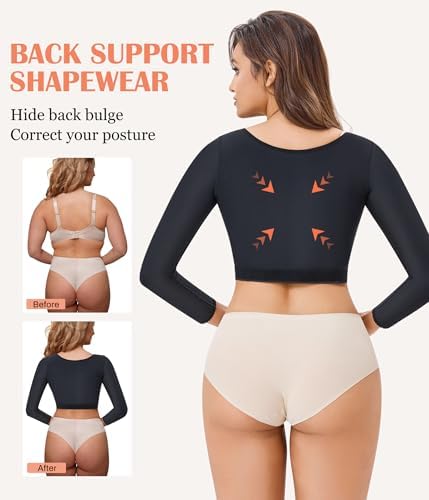 LANCS Women Upper Arm Shaper Post Surgical Compression Sleeves Slimmer Tops Posture Corrector Vest Shapewear