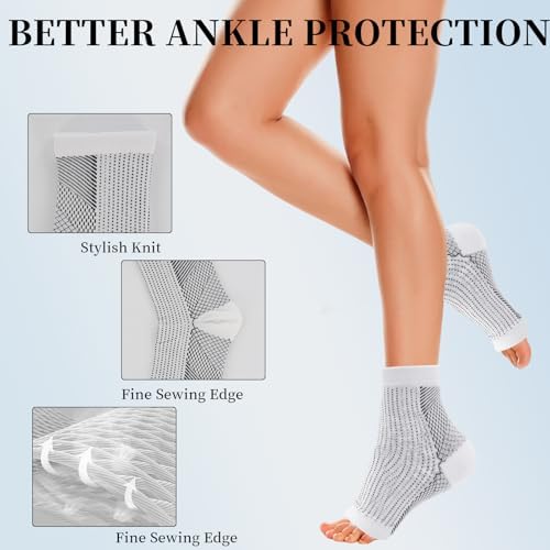 2 PCS One Compress Bamboo Foot Sleeves, Bamboos Anti Fatigue Socks, Ankle Protection Socks, Ankle Sleeves for Foot Pain Relief Soothe for Arch Support, Plantar Fasciitis, Achilles Tendonitis (M/L)
