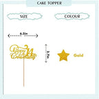 Happy 14th Anniversary Cake Topper, Cheers to 14 Years Birthday Cake Decor, Gold Glitter Cake Decorations for Fourteen Anniversary Wedding Party