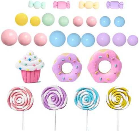 Candy Cake Topper Candyland Cake Topper with Lollipop Donut Ice Cream for Sweet Theme Cake