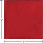 500-Count Touch of Color 3-Ply Paper Beverage Napkins, Classic Red