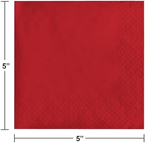 500-Count Touch of Color 3-Ply Paper Beverage Napkins, Classic Red